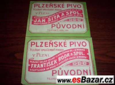 pivní etikety Plzeň 2ks - rozdílné