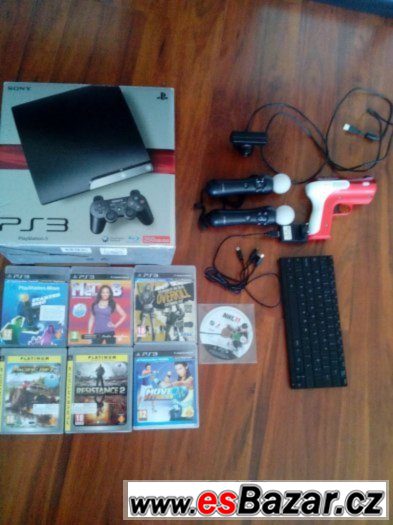 PS 3 - 250 GB + Move + klávesnice