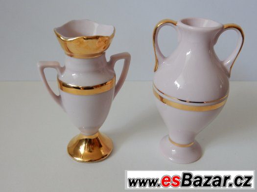 2 sběratelské miniatury z růžového porcelánu