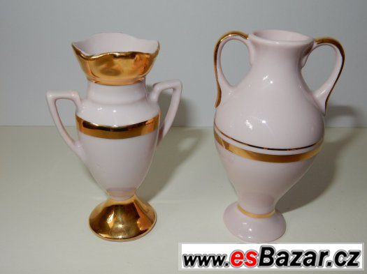 2 sběratelské miniatury z růžového porcelánu