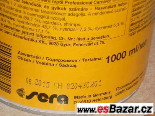 Sera Raffy I 1000 ml - krmivo pro plazy