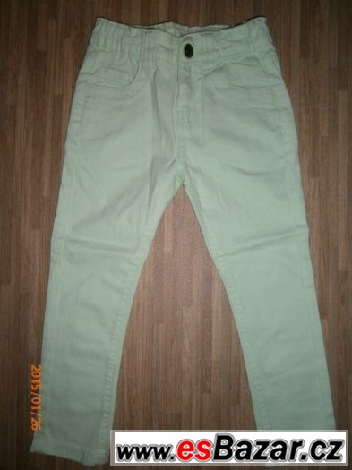 zelenkavé kalhoty,rifle, pláťáky slim Denim vel.104