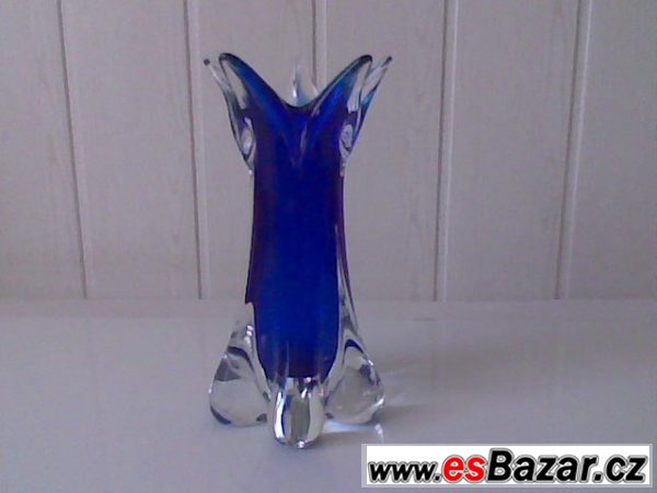 Modré hutní sklo Bohemia glass