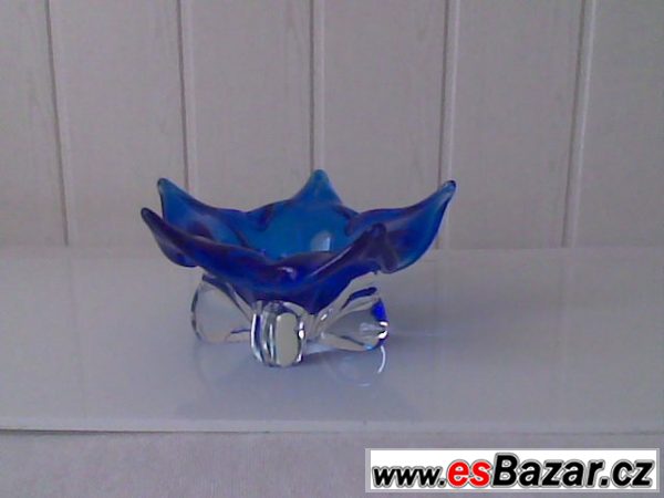 Modré hutní sklo Bohemia glass