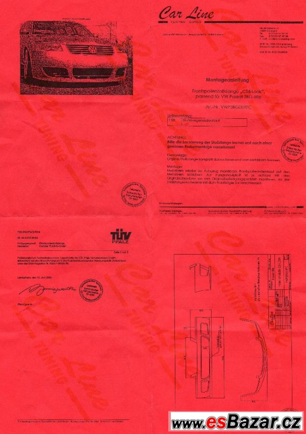 Originál přední spoiler VW Passat