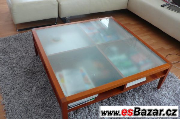 Konferenční stolek dřevo + sklo