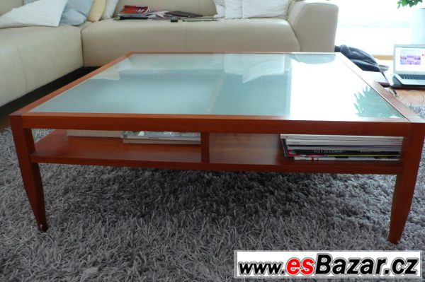 Konferenční stolek dřevo + sklo