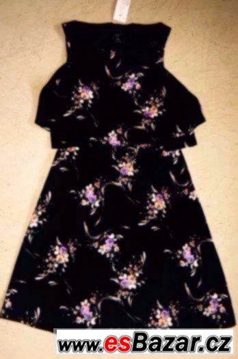 černé květované letní šaty šaty zn.F&F vel.S/M-nové