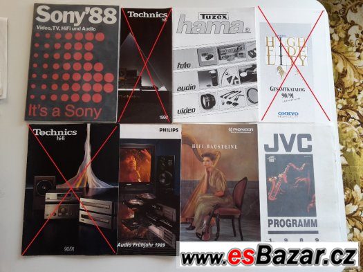 Reklamní časopisy/prospekty zn. SONY,Pioneer,JVC z 80. let