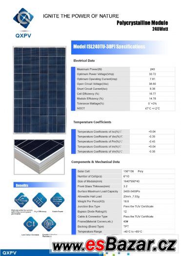 Fotovoltaický solární panel 240Wp