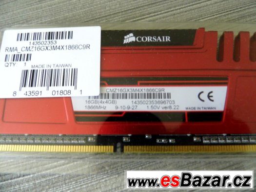 Prodám 2x CORSAIR Vengeance 16GB (4x4GB) DDR3 1866MHz