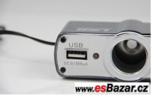 Auto zástrčka 3v1 s USB slotem,12V CL roztrojka do auta nová