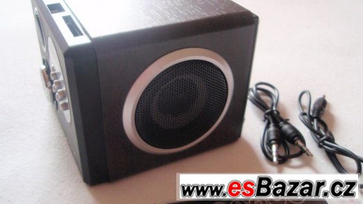 Přenosné repro MP3 rádio budík, USB, 3.5 jack vstup, SD nové