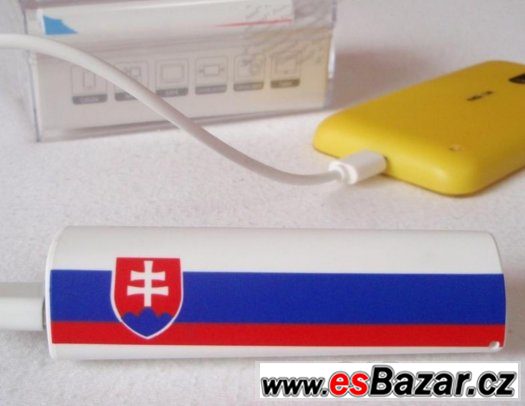 Přenosná CZ/SVK Powerbank externí baterie pro mobil + kabel