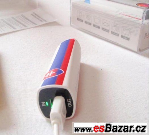 Přenosná CZ/SVK Powerbank externí baterie pro mobil + kabel