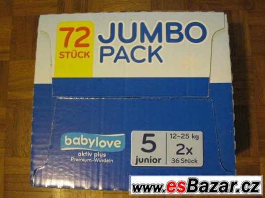 Pleny babylove vel. 5 junior  15-25 kg jumbo  pack 2x36 ks