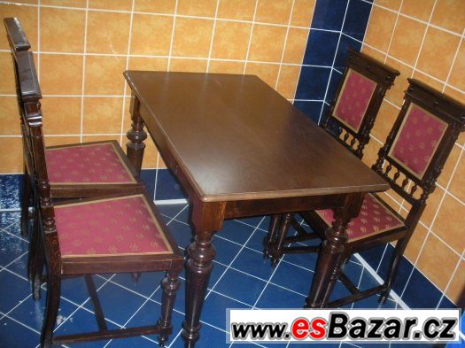 Starožitný stůl + 4 židle 