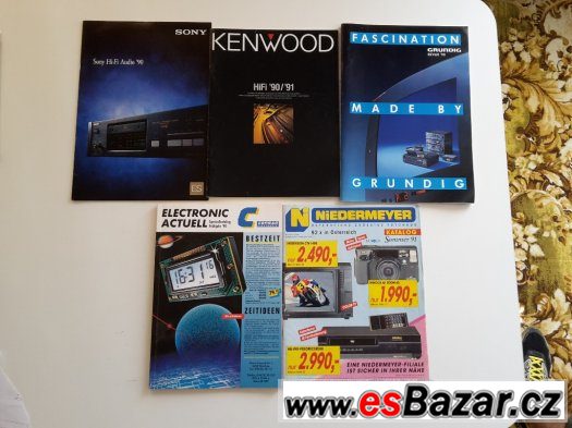 Reklamní časopisy/prospekty zn. SONY,JVC, Kenwood z 80. let Reklamní časopisy/prospekty zn. SONY,JVC, Kenwood z 80. let