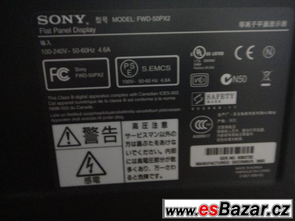 Plazma Sony FWD-50PX2 128cm