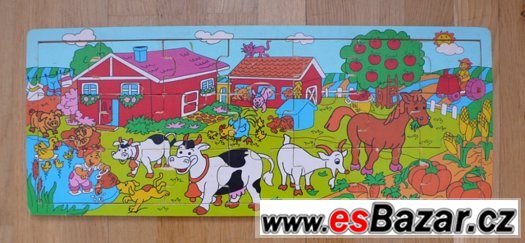 DŘEVĚNÉ PUZZLE FARMA DOMÁCÍ ZVÍŘATA, SKLÁDAČKA