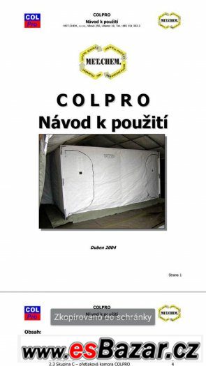 AUKCE - Protichemický dekontaminační stan značky COLPRO