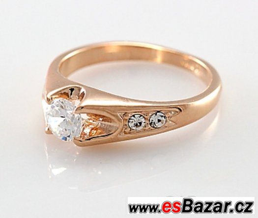 Nový prsten pozlacený-18k světle růžové zlato se Zircony