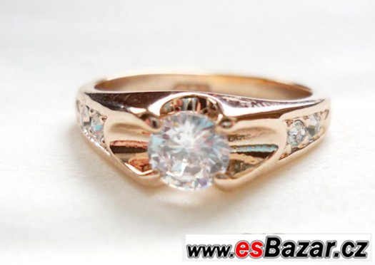 Nový prsten pozlacený-18k světle růžové zlato se Zircony