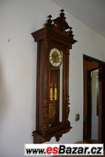 Starožitné 2-závažové hodiny Gustav Becker r1895,Gravírované