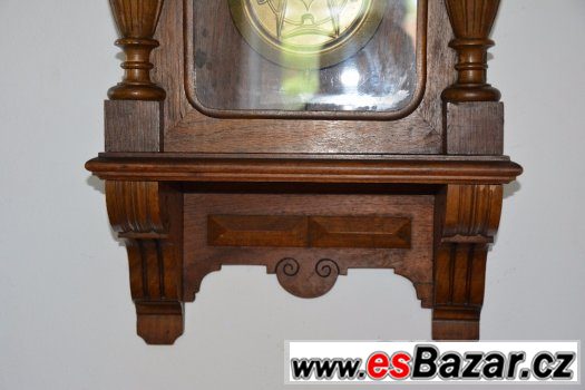 Starožitné 2-závažové hodiny Gustav Becker r1895,Gravírované