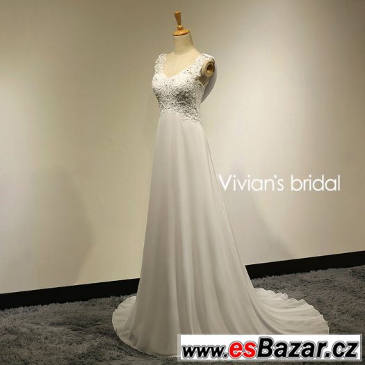 Nádherné nové svatební šaty- SKLADEM vel.46