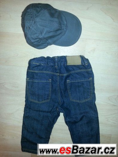 Chlapecké rifličky H&M vel. 74, jako nové - kšiltovka H&M Chlapecké rifličky H&M vel. 74, jako nové - kšiltovka H&M