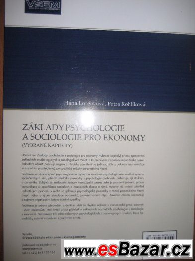 Základy psychologie a sociologie pro ekonomy, VŠEM.