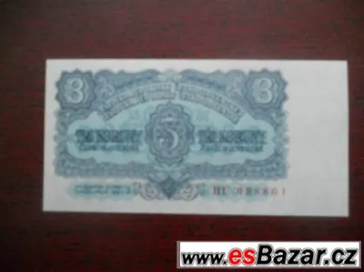 TŘI KORUNY Československa z roku 1953 - UNC -