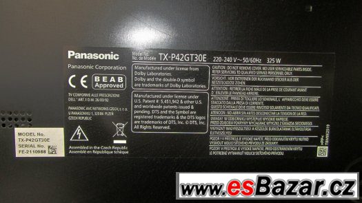 PANASONIC TX-P42GT30E PLAZMA NA NÁHRADNÍ DÍLY