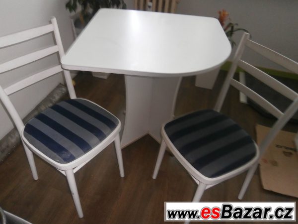 Rohová jídelní lavice, stůl a židle