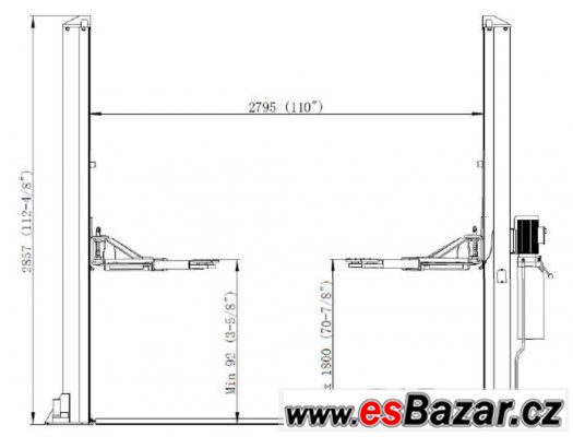 Dvousloupový zvedák, nosnost 4,5 tuny