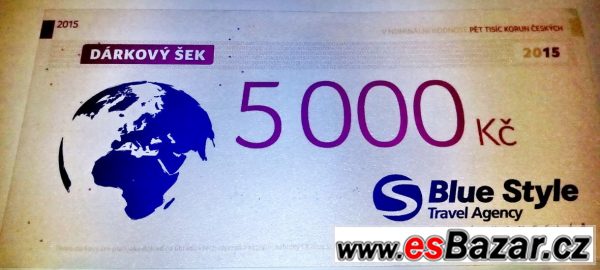 Dárkový šek od Blue Style - 5000 Kč Dárkový šek od Blue Style - 5000 Kč