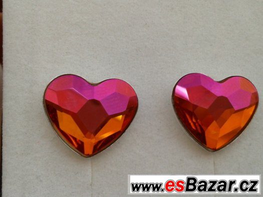 Stříbrné náušnice se Swarovski Heart, 14 mm, nové