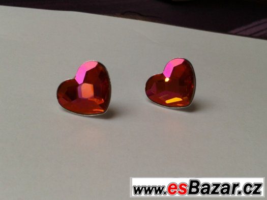 Stříbrné náušnice se Swarovski Heart, 14 mm, nové