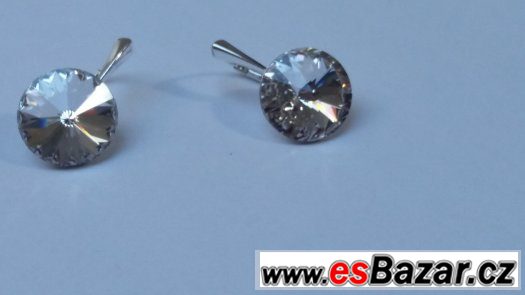 Stříbrné náušnice se Swarovski Rivoli, crystal, 16 mm, nové