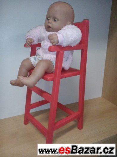 NOVÉ ZBOŽÍ Nábytek pro panenku dřevěná židlička červená