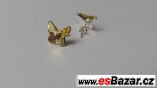 Stříbrné náušnice se Swarovski Butterfly, 12 mm, nové