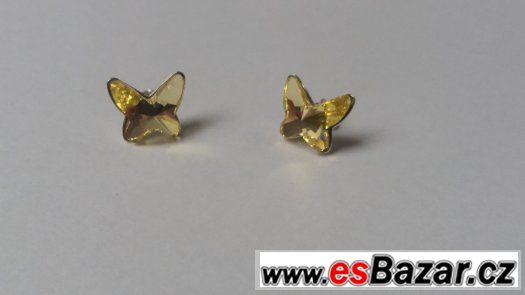 Stříbrné náušnice se Swarovski Butterfly, 12 mm, nové