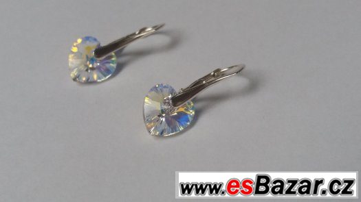 Stříbrné náušnice se Swarovski Heart, 10 mm, nové Stříbrné náušnice se Swarovski Heart, 10 mm, nové