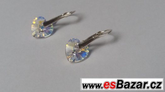 Stříbrné náušnice se Swarovski Heart, 10 mm, nové