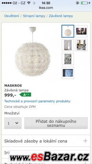 Stropní lustr Ikea