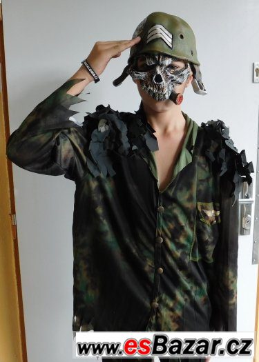 Karnevalový kostým maska voják, vel.140 až 170cm.