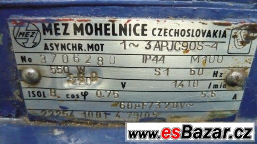 Elektromotor MEZ Mohelnice 380V/550W/1410 ot/min