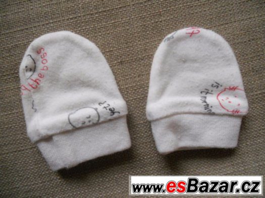 Čepice + rukavice pro novorozence, vel. 50 - 62