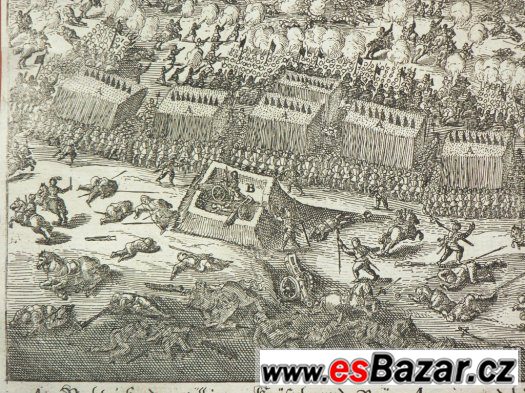 Bitva na Bílé hoře 1620, rytina z roku 1648 originál